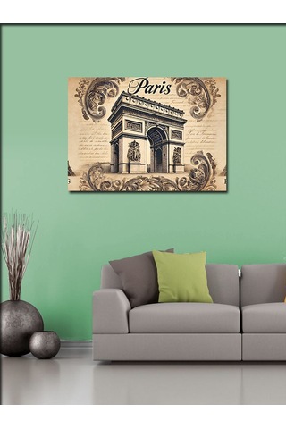 Kanvas Tablo Paris Zafer Takı Retro Çizim