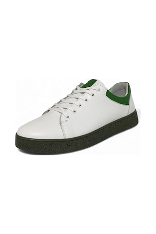 Catelli %100 Deri Ortopedik Erkek Rahat Günlük Sneaker Mevsimlik Taraftar Ayakkabı 40-44 Yeşil Beyaz