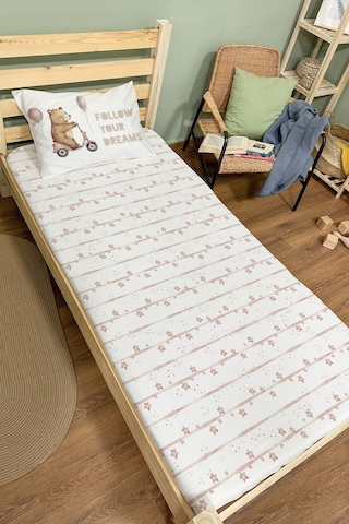 Organik Tek Kişilik Lastikli Çarşaf Seti - Minik Gezgin Renkli