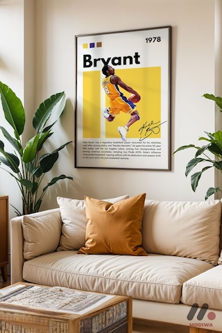 Kobe Bryant Basketbol Posteri, Siyah Çerçeveli Duvar Tablosu - Spor Severlere Hediye