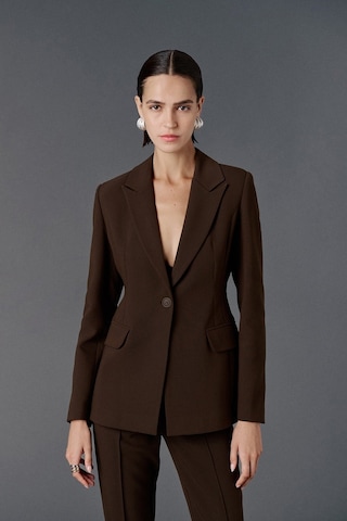 Vatkalı Fitted Kesim Blazer Ceket-20469 Kahverengi