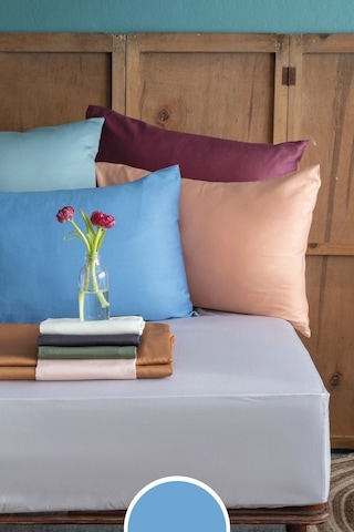 Simply Sky Blue Pamuk Saten Fitted Set 180 200/50 70