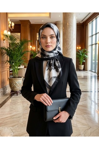 Moda Nuda Batik Desenli Pamuk Soft Şal Siyah Batik - Mira İpek
