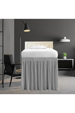 Düz Renkli Fırfırlı Yatak Örtüsü Hızlı Ve Kolay Kurulum Yatak Etek Benzersiz Perde Ve Oda Dekorasyonu Gray, 36 Inches Diğer