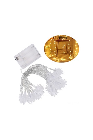 Jeemson 3 Metre 20 Led Yıldız Desenli Noel Dekorasyon Işığı, 3xaa Pil, Sürekli Aydınlatma, Sıcak Beyaz Rengi Çok Renkli