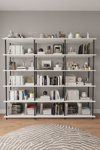 Çevir Kur 200 Cm Beyaz Kitaplık Beyaz