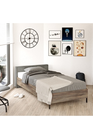 Robinhome Robin Home Dream Tekli Karyola Metal Ayak Kahve-Beton Dr4-Cg