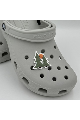 Crocs Terlik Süsü Ve Aksesuarı , Çanta Süsü Jibbitz Çağ Ağacı 01 Görsel Figür Aksesuar Yeşil Kahve-turuncu-beyaz