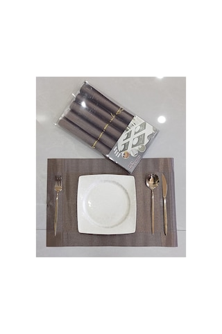 6 Kişilik Pvc Amerikan Servis Supla Seti - 30x45cm Kahverengi