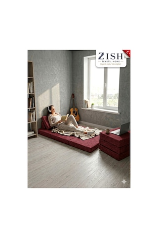 Bordo Katlanır Sünger Misafir Yer Yatağı Ve Balkon Minderi 7cm Bordo