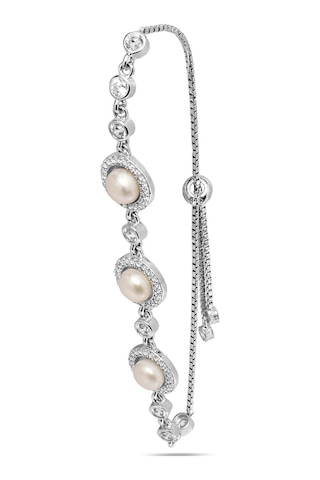 Brezza Lusso Jewelry 925 Ayar Gümüş Special Luxury Pearl Kadın Asansör Kilitli Bileklik