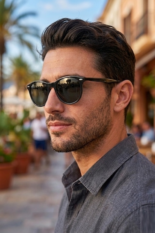 Daniel Klein Dk2723-1 Yuvarlak Oval Polarize Camlı Erkek Güneş Gözlüğü Siyah