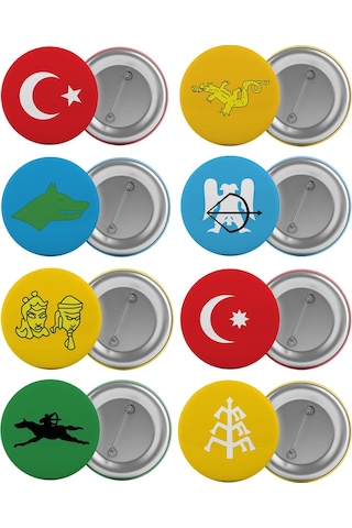 Eski Türk Devletleri Çanta Rozeti Seti 8 Adet En Büyük Boy 5.8Cm Eski Türk Devletleri Çanta Rozeti Seti 8 Adet En Büyük Boy 5.8Cm