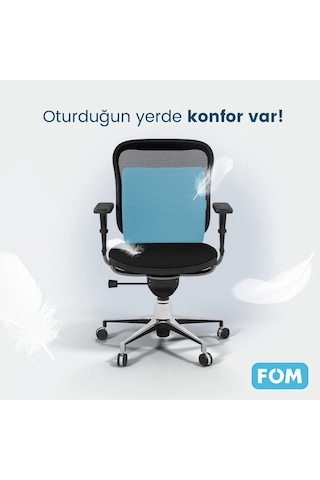 Fom Bels Visco Konforlu ve Ortopedik Bel Destekli Yastık 40 x 34 x 12 Açık Mavi Çok Renkli