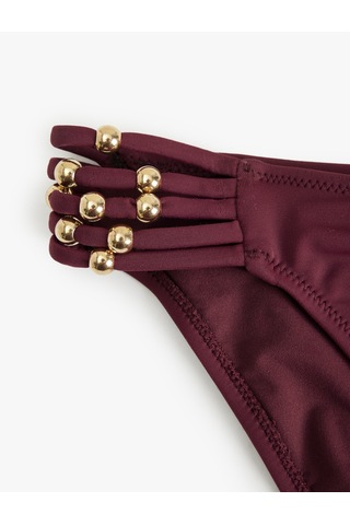Koton Astarlı Yanları İpli Boncuklu Bikini Altı Bordo 5sak00187mm Bordo