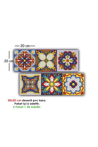 Kendinden Yapışkanlı Karnaval Desenli Pvc Karo 20x20 Cm 5 Li Paket