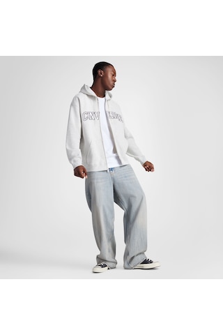 Converse Classic Erkek Fermuarlı Gri Hoodie