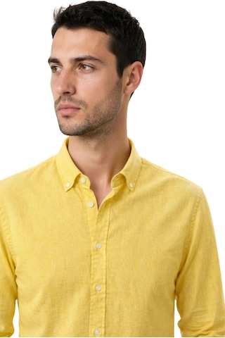 Arma Ar-ma Erkek Keten Gömlek Baskisiz Basic Düğme Kapamali Cepsiz Uzun Kollu Gömlek Dokuma Kumaş Regular Fit %60 Pamuk %40 Keten Y31485118102 Sarı-s1