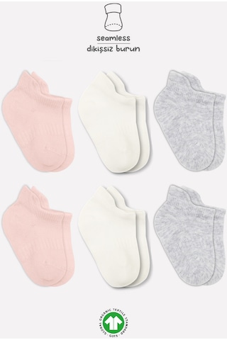 Bistyle 6lı Penye Sneakers Soket Çorap Bs6102 Pembe Ekru 001 Pembe Ekru 6 - 12 Ay