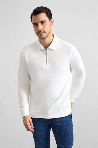 Süvari Beyaz Regular Düz Yarım Balıkçı Yaka Sweatshirt Sw2013700003-bey Beyaz