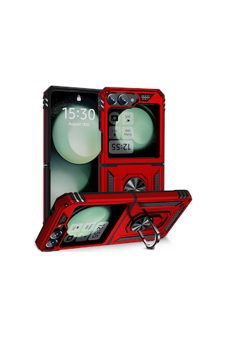 Goocamp Galaxy Uyumlu Z Flip 6 Kılıf Vega Kapak - Kırmızı Kirmizi