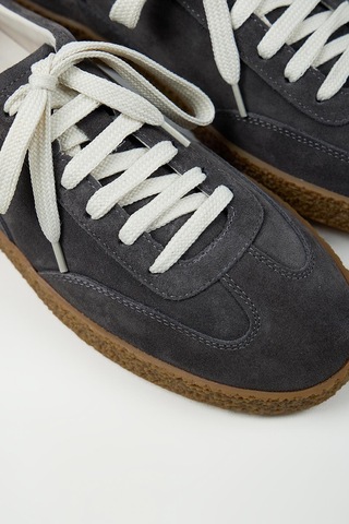 Krahe Palminteri 2 Erkek Hakiki Deri Bağcıklı Antrasit-ekru Sneakers