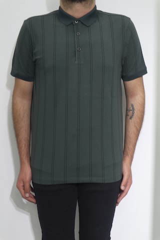 Santa Dmctekstil Erkek İnce Çizgili Spor Kesim Rahat Kalıp Polo Yaka T-shirt Haki