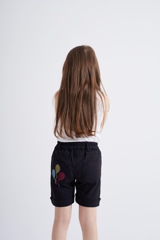 Oliventhekid Taşlı Detaylı Kız Çocuk Şort Siyah Siyah