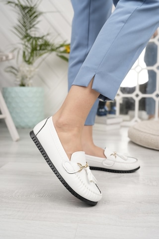 Khayt Tassel Casual Günlük Kadın Babet Ayakkabı Beyaz
