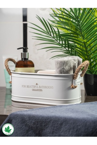 İp Kulplu Baton Metal Banyo Düzenleyici, Banyo Organizeri For Beautiful Bathrooms Organizer Baskı - Beyaz Beyaz