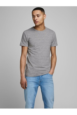 Jack & Jones Jjebasic O-Neck Tee S/S Noos Erkek T-Shirt-12058529 Gri