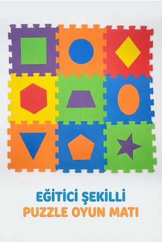 Polimat 33x33 Cm 7 Mm Geometrik Şekiller Eğitici Ve Eğlenceli Yer Puzzle Matı
