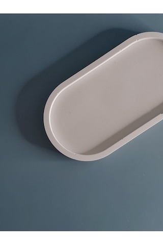 Dekoratif Beton Oval Sunumluk Dekoratif Takı Tabağı, Saksılık, Yağdanlık, Tütsülük, Mumluk Betonmall