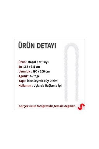Beyaz İnce 7 Gr Otriş Boa Tüy, 3,5 Cm X 2 Mt 1+