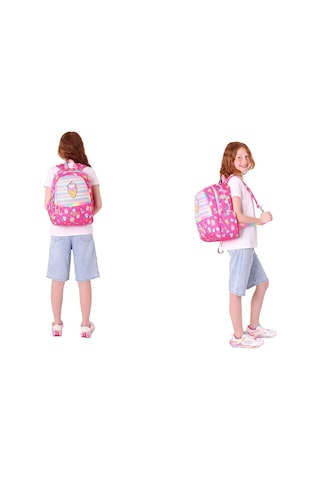 Kaukko Kız Çocuk Dört Gözlü Okul Çantası Ve Üç Gözlü Kalem Çantası Seti - Pembe - Dondurma L5227+l8227 Pembe