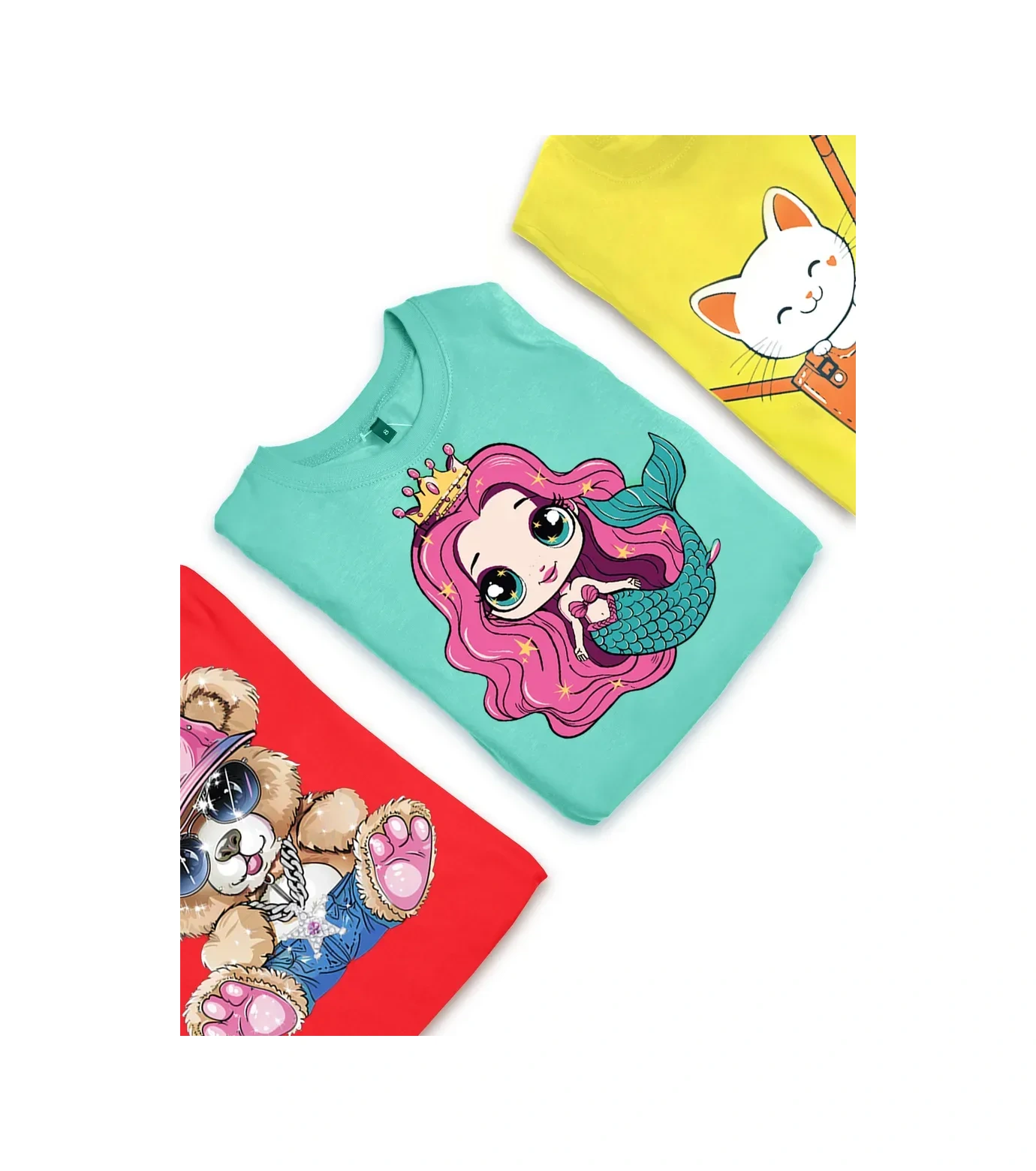 Follow Me Kız Çocukları İçin Tişört Seti 4 Parça 336354113 Kırmızı