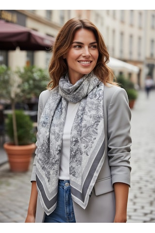Miorel Scarfs Safari Tema Çift Taraflı Vual İpek Eşarp Silk Scarf Hijab Aksesuar Fular Cd Desen Gri