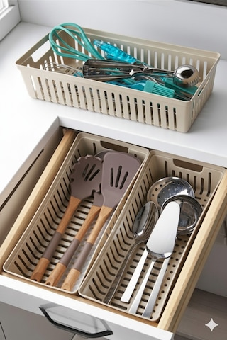 Ny Home 3 Adet Çekmece İçi Bıçaklık & Kaşıklık Organizer Bej Bej