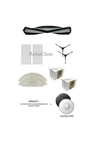 Viomi Alpha 2 Pro Robot Süpürge Uyumlu Yedek Toz Torba, Fırça, Filtre, Mop -9 Parça Viomi Alpha 2 Pro Robot Süpürge Uyumlu Yedek Toz Torba, Fırça, Filtre, Mop -9 Parça