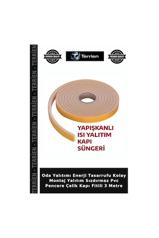 Oda Yalıtımı Enerji Tasarrufu Kolay Montaj Yalıtım Sızdırmaz Pvc Pencere Çelik Kapı Fitili 3 Metre