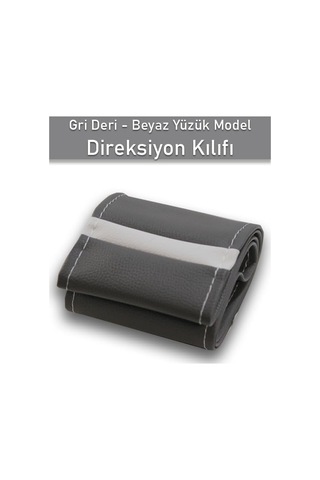 Kia İle Uyumlu Sportage Gri İçin Süper Deri Beyaz Yüzüklü Dikişli Direksiyon Kılıfı Diğer
