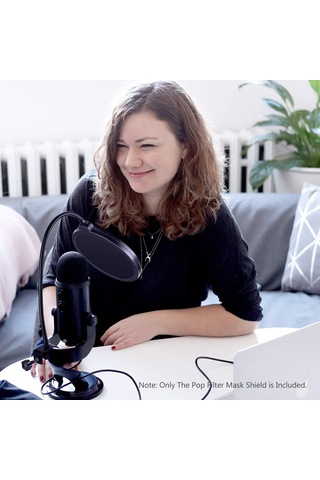 Yaleker Kalıtlı Ses İçin Mikrofon Pop Filtresi - Çift Katlı Filtre, Rüzgar Ve Tükürük Engeli, Esnek Kanca Ve Boyun, Siyah, Stüdyo/görüntü Kaydı Uygun