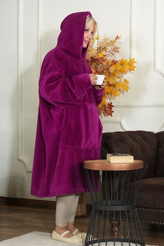 Elart Enjoy Tv Battaniyesi Wellsoft Kapüşonlu Giyilebilir Unisex Over Size 80x110 Cm Mor Mor
