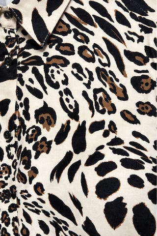Mixray 4477 Kadın Leopar Desen Saten Gömlek Siyah Siyah