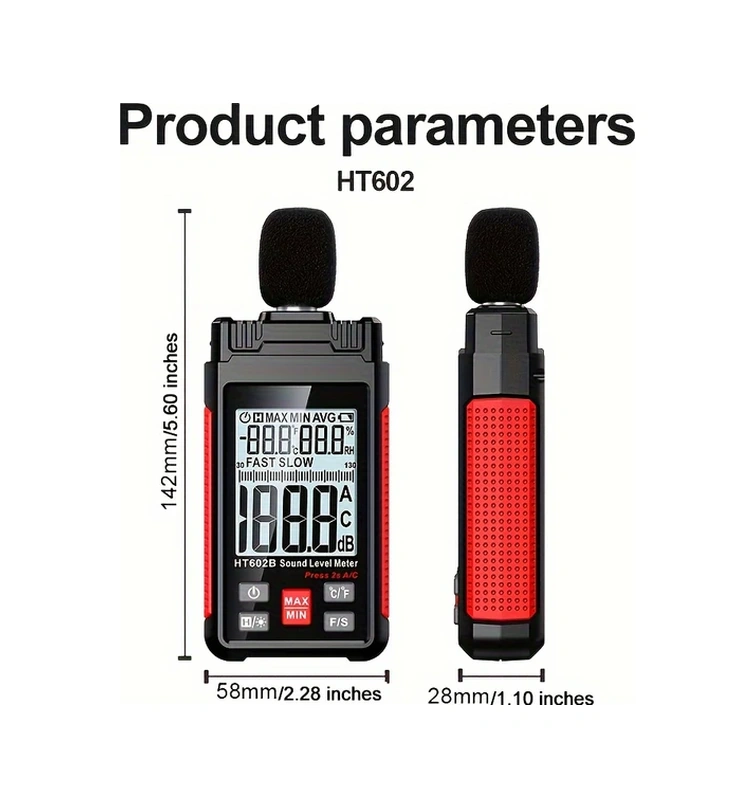 Willowhaven Ht602a Profesyonel Dijital Ses Ölçer 30-130dba Aralığı Pil İle Çalışan