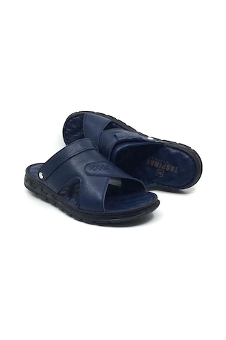 Taşpınar 303 %100 Hakiki Deri Ortopedik Erkek Yazlık Rahat Lacivert Terlik Sandalet 40-45 Lacivert