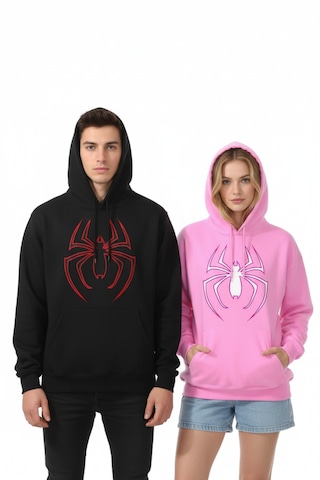 Blausee Wear Örümcek Baskılı Sevgili Çift Kombini Yılbaşı Sevgililer Günü Hediyesi Kapüşonlu Sweatshirt & Hodie