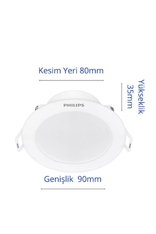 Philips Eridani Dl190b 3.5w 80mm Delik Çapı 3000k Sarı Işık 230lümen Beyaz
