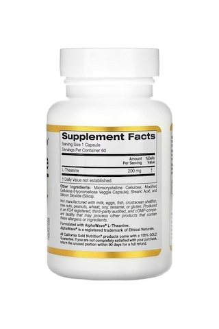 L-theanine, Alphawave Katkılı, 200 Mg, 60 Bitkisel Kapsül