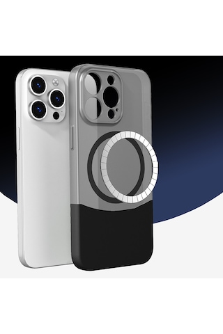 Biriva Home İphone 15 Pro Kılıf M-safe Şarj Özellikli Mıknatıslı Duble Kapak - Siyah Siyah
